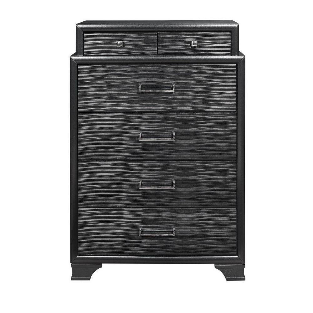 HomeRoots  Amelia Grey 6-Drawer Chest of-Drawers ( 17 in. W x 53 in. H)