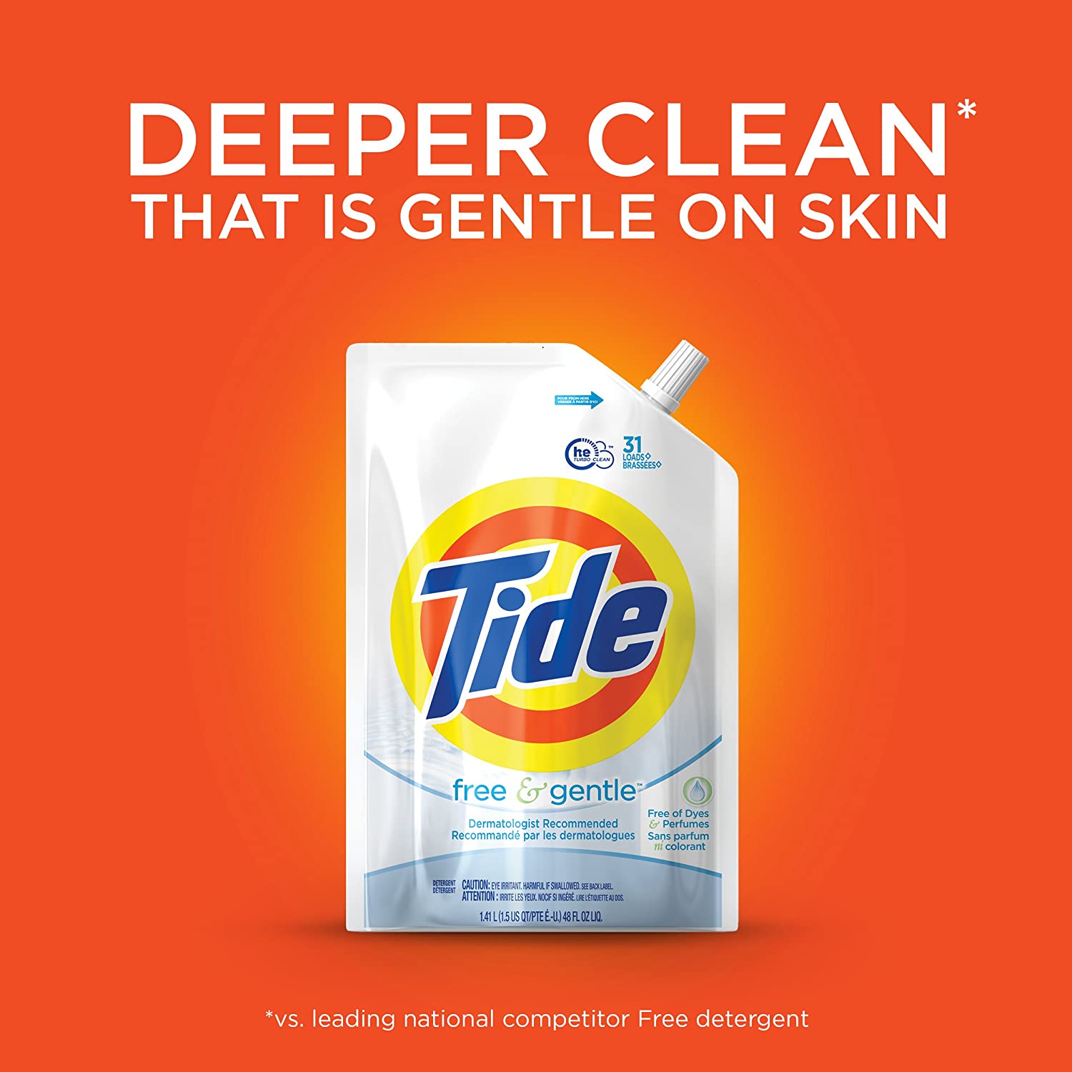 Tide Free & Gentle Liquid Laundry Detergent. 93 Loads. Pack of 3