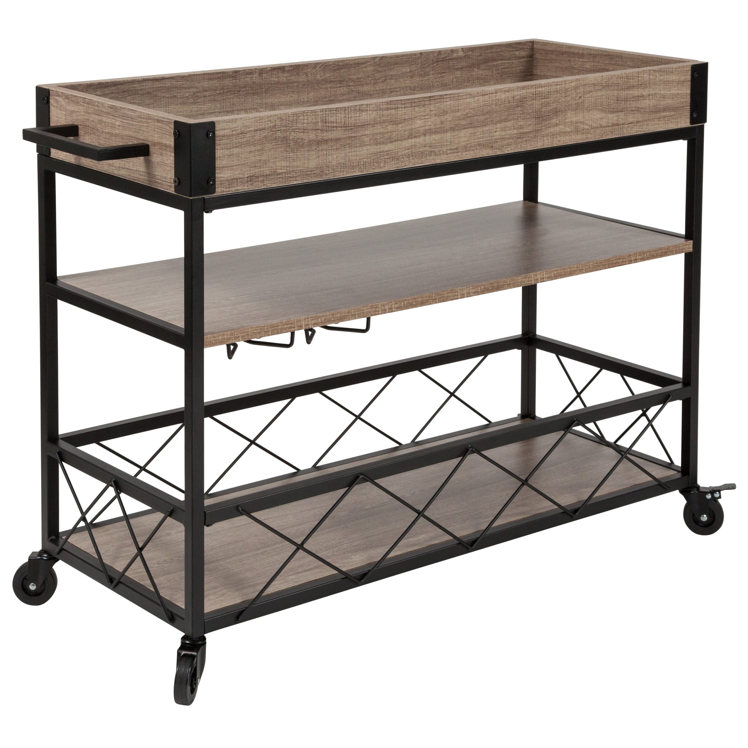 Flash Furniture Brown Metal Base with Wood Laminate Top Rolling Kitchen Cart (42.5-in x 16-in x 31-in)