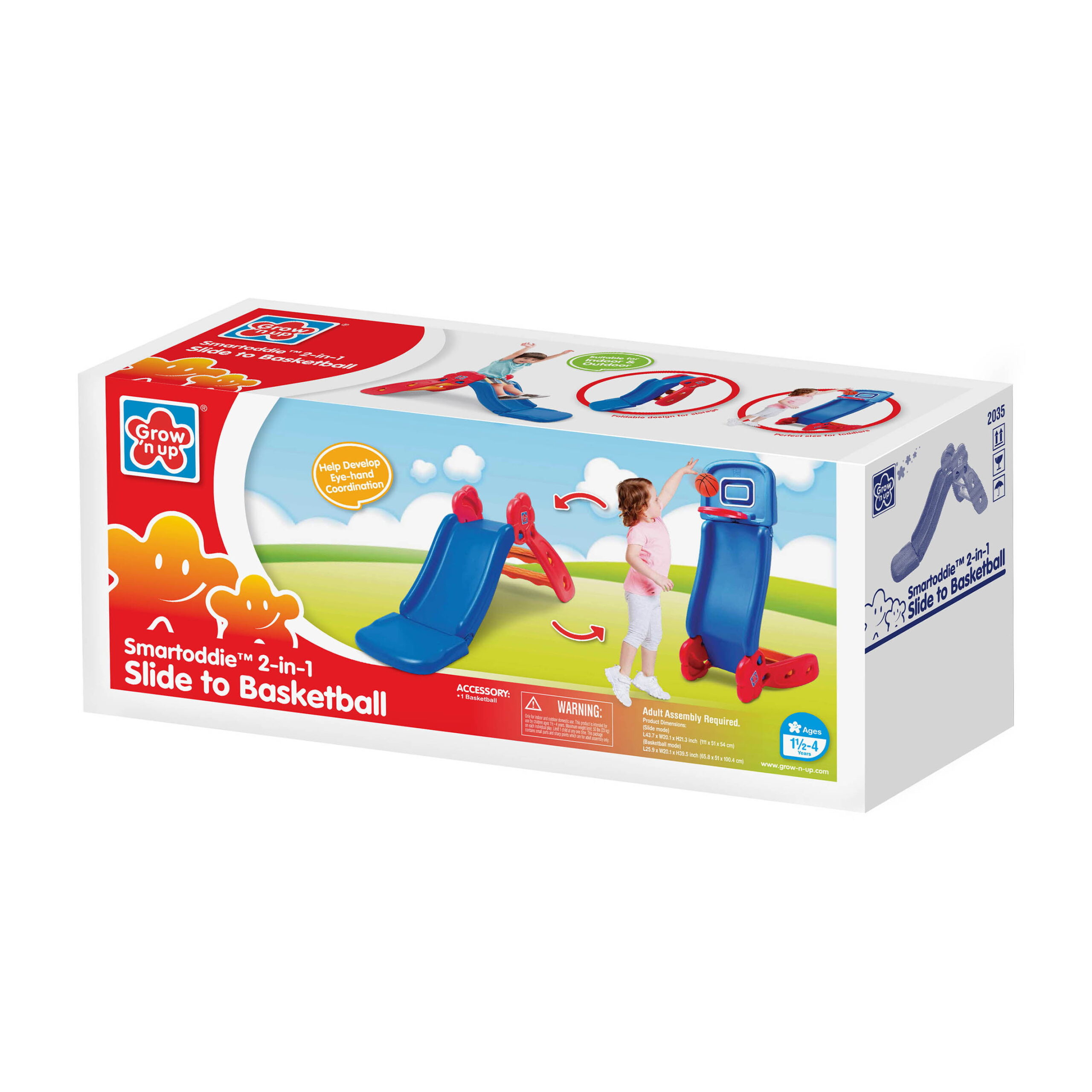 Grow-n Up Blue 2-in-1 Plastic Folding Playground Slide. Toddler