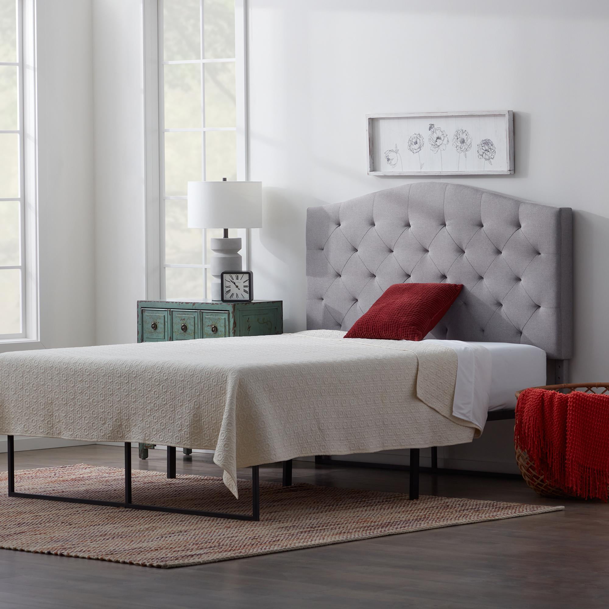 Rest Haven Hillboro Curved Edge Upholstered Headboard. Queen. Gray