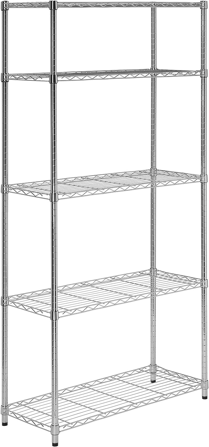 Honey-Can-Do. 5-Tier Chrome Heavy-Duty Adjustable Shelving Unit with 200-lb Per Shelf Weight Capacity
