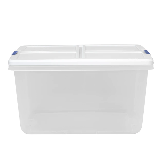 Hefty  Medium 16.5-Gallon (66-Quart) Clear Storage Container with White Lid Weatherproof Tote with Latching Lid
