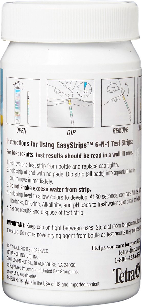 Tetra EasyStrips 6-in-1 Freshwater & Saltwater Aquarium Test Strips. 100 count
