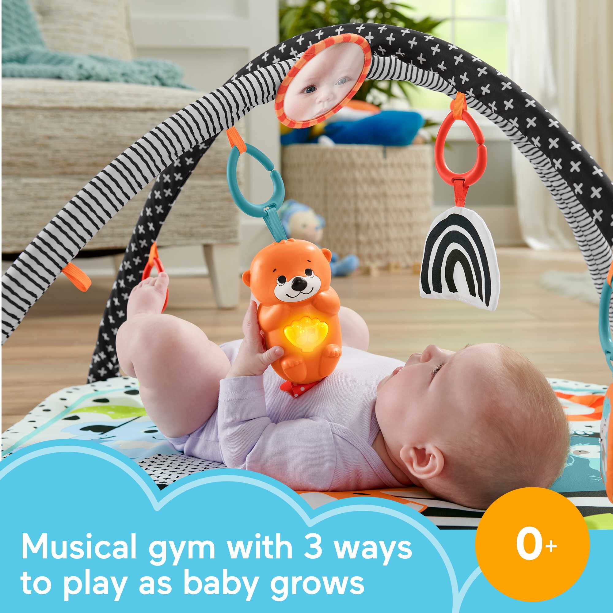 Fisher-Price 3-in-1 Music Glow and Grow Gym Infant Playmat with Lights & Removable Toys