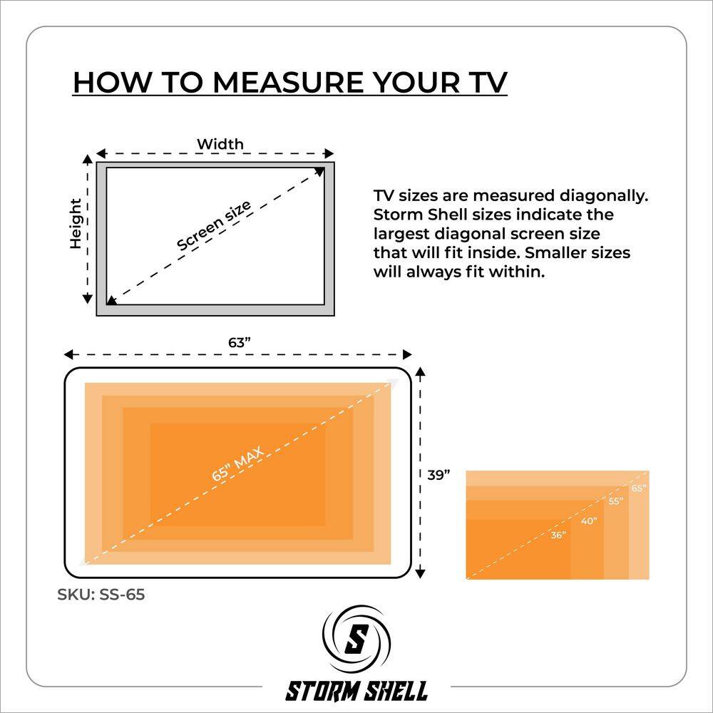 Storm Shell 1004442519 Outdoor TV Hard Cover Weatherproof Protection 55-65 in. Television Mounting Bracket Included