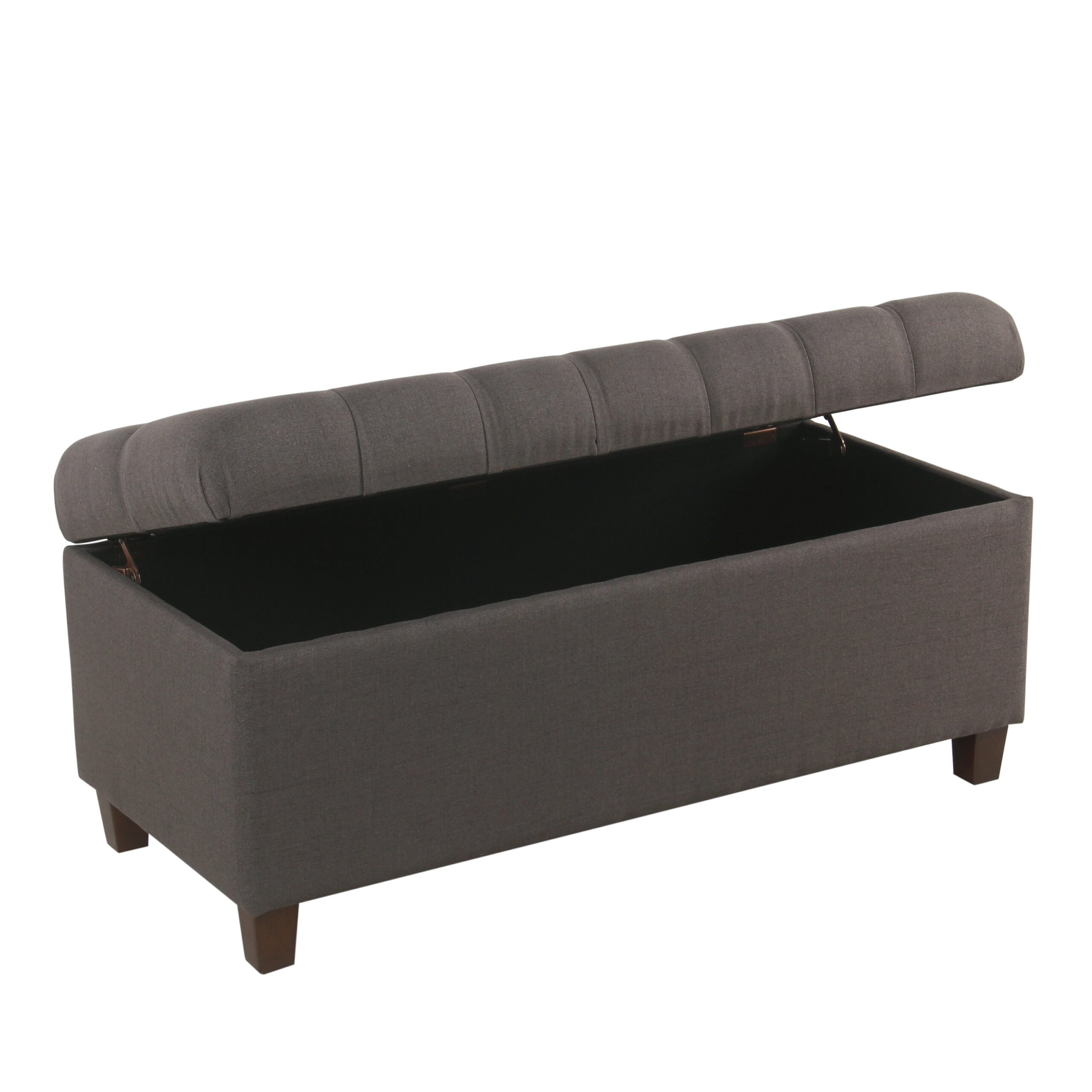 HomePop Ainsley Button Tufted Storage Bench. Charcoal Gray