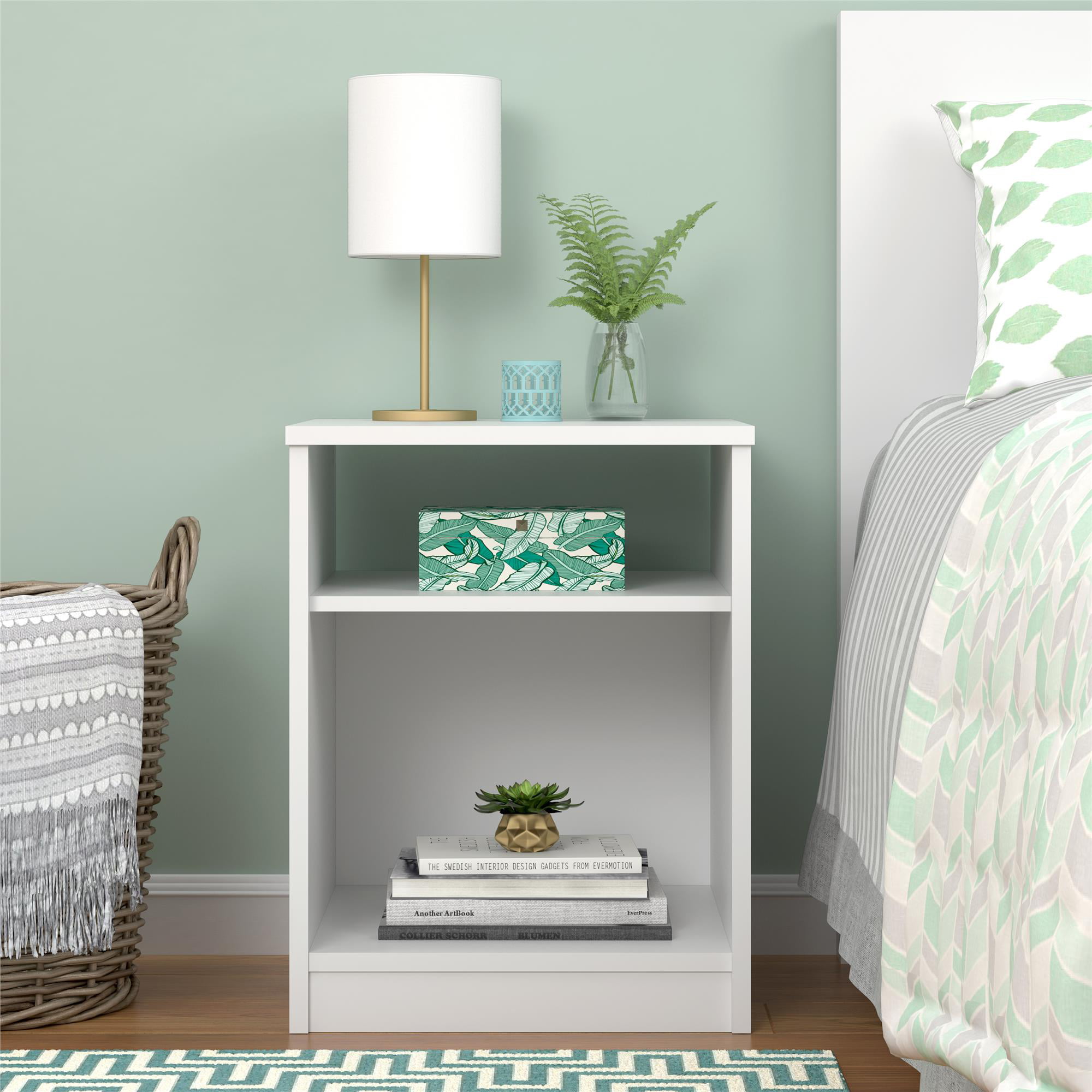 Mainstays Classic Open Shelf Nightstand. White