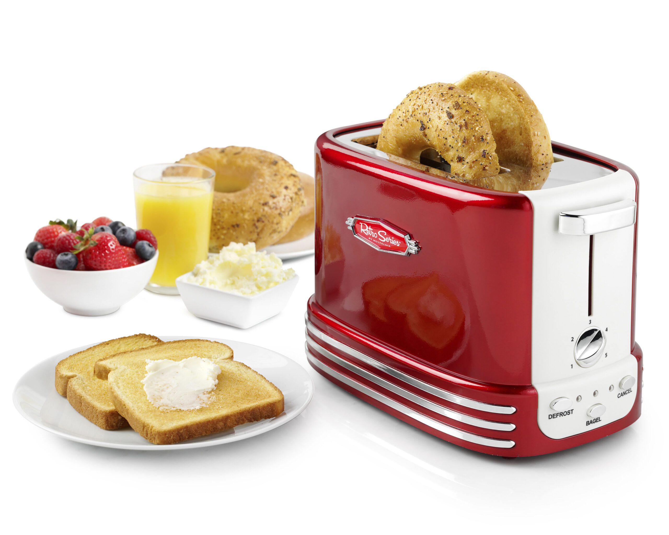 Nostalgia NRTOS2RR Retro 2-Slice Bagel Toaster. Red