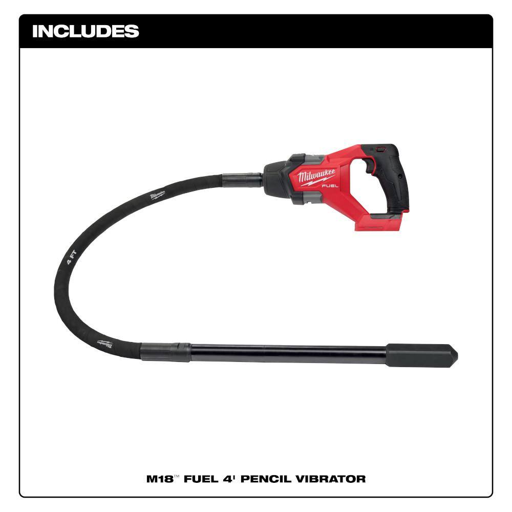 Milwaukee 2910-20-48-59-1880 M18 FUEL 18-Volt Lithium-Ion Brushless Cordless 4 ft. Concrete Pencil Vibrator with 8.0 Ah Starter Kit
