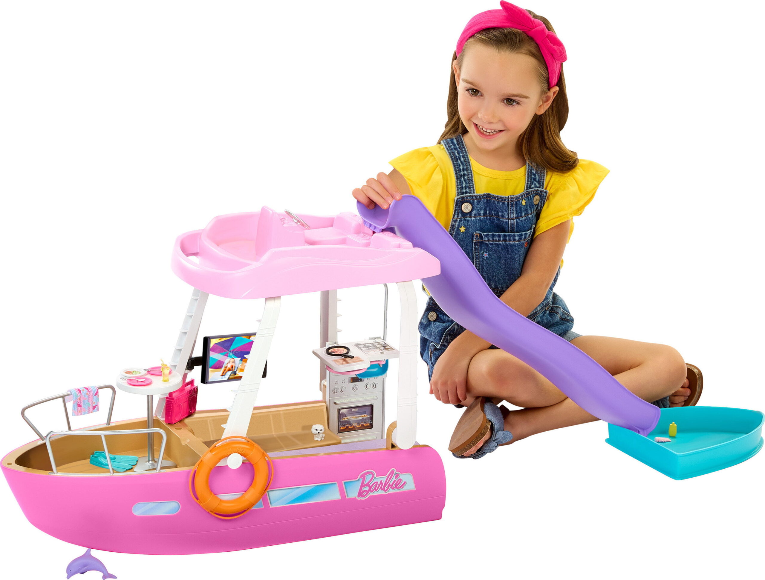 Barbie Dream Boat Playset with 20+ Accessories Including Dolphin. Pool and Slide