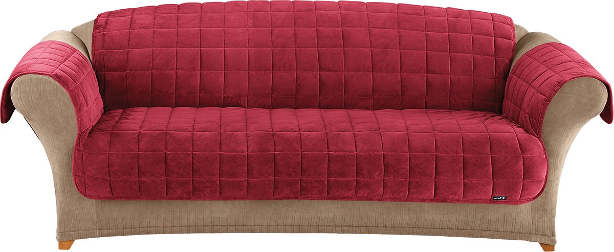 Sure Fit Home Décor Furniture Protector Deluxe Pet Sofa Cover. Polyester. Machine Washable. Sofa.  Burgundy