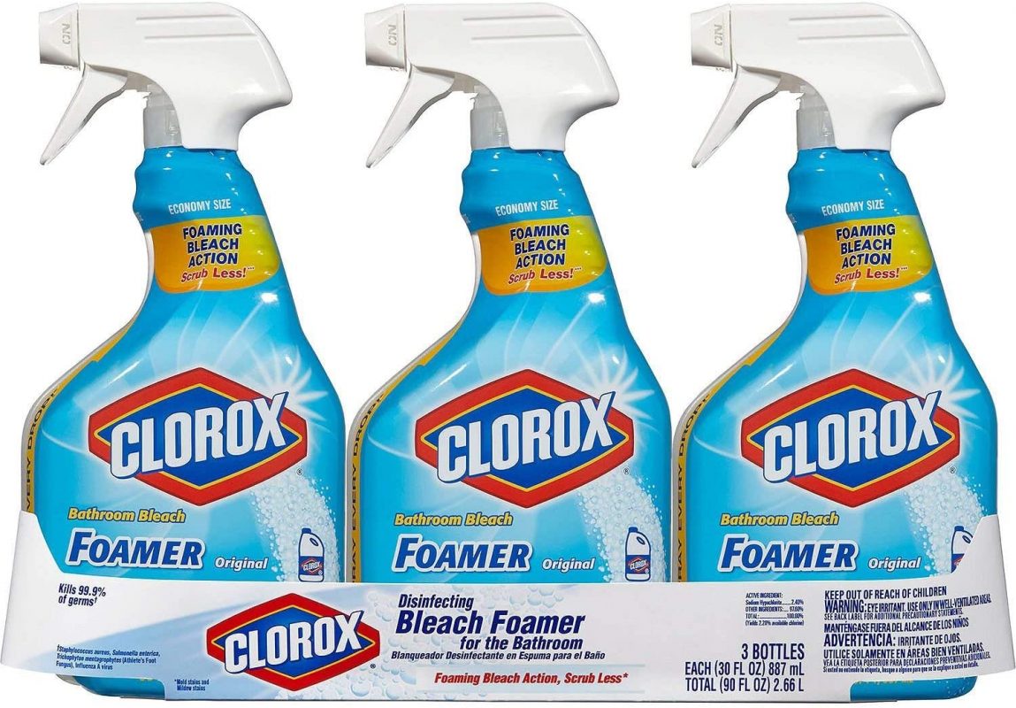 Clorox Bleach Foamer Bathroom Spray. 30 oz.. Pack of 3