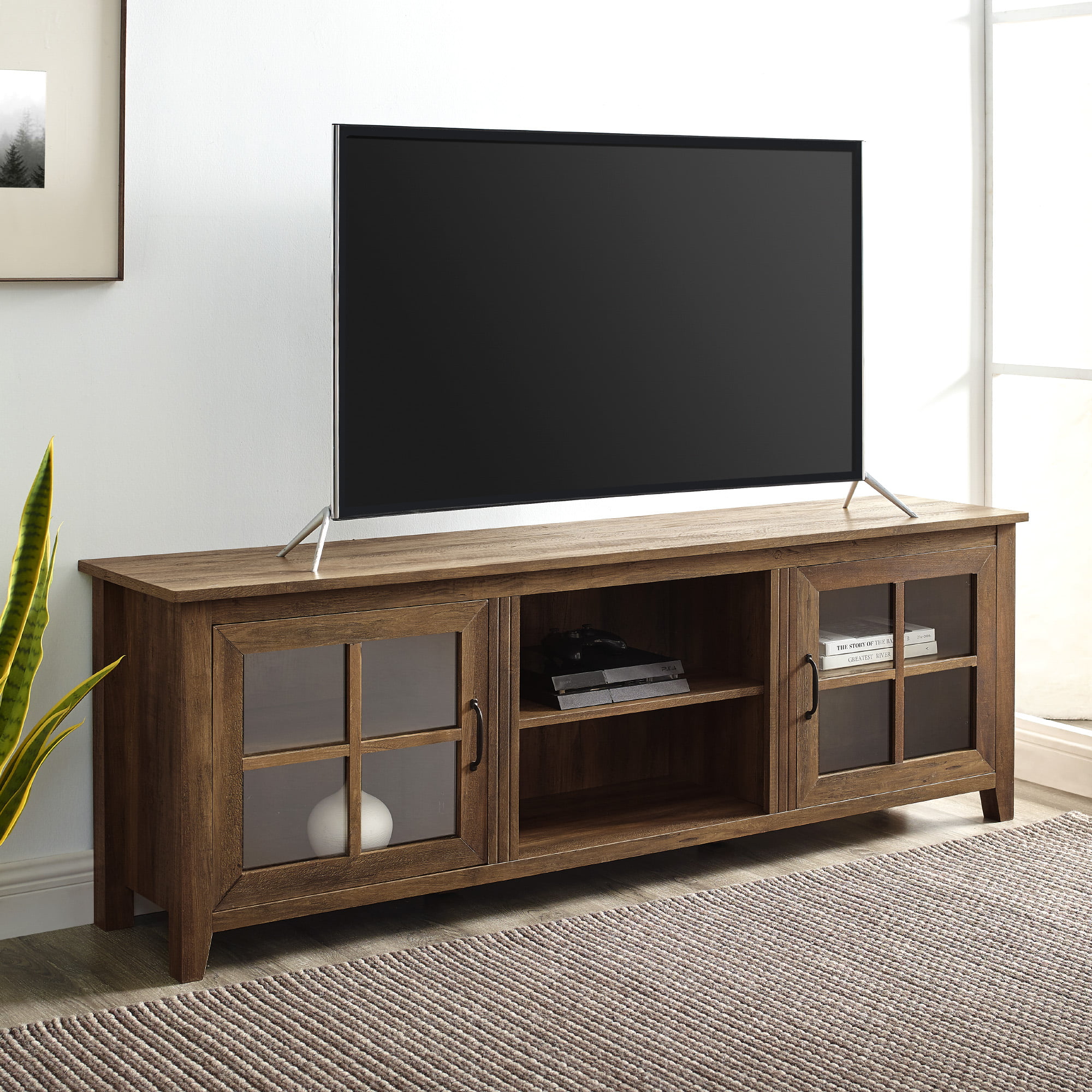 Manor Park Farmhouse TV Stand for TVs Up to 80″. Reclaimed Barnwood