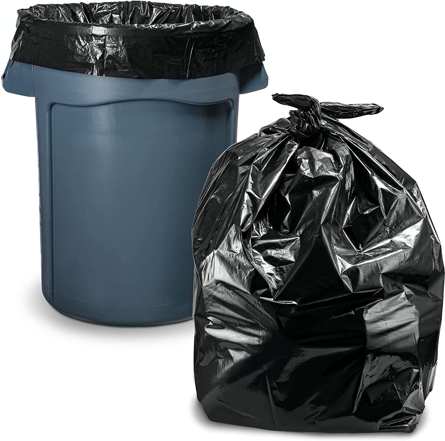 Tasker 45 Gallon Trash Bags. (Huge 100 Count w/Ties) Extra Large Black Heavy Duty Garbage Bags - 39 Gallon - 40 Gallon - 42 Gallon - 44 Gallon - 45 Gallon Large Trash Bag
