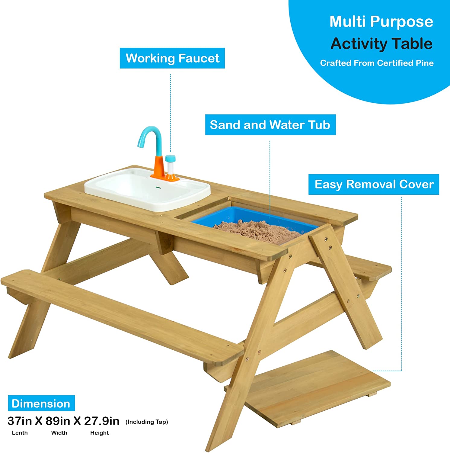 TP Toys. Multi Purpose Kids Activity Table | Sand and Water Table. Craft Table. Kids Play Table. Or Toddler Picnic Table | One Toy. Unlimited Outdoor Activities for Kids. Boys and Girls Age 2-6.