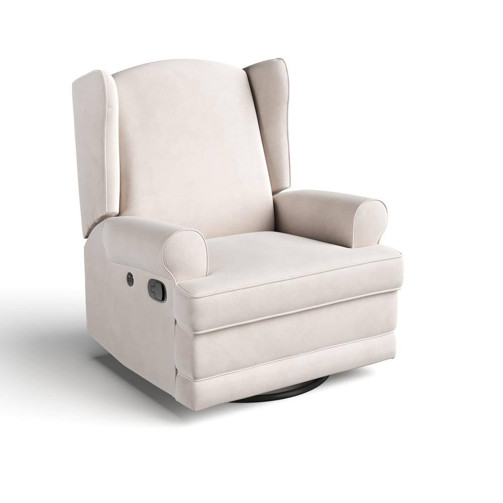 Storkcraft  Serenity Ivory Wingback Upholstered Recline Glider