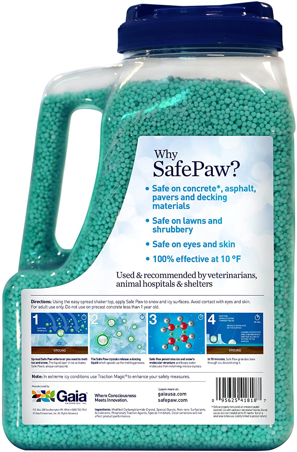 Safe Paw -100% Safe for Pet People Property Planet. Snow & Ice Melters. Fast Acting Formula (8 lbs)