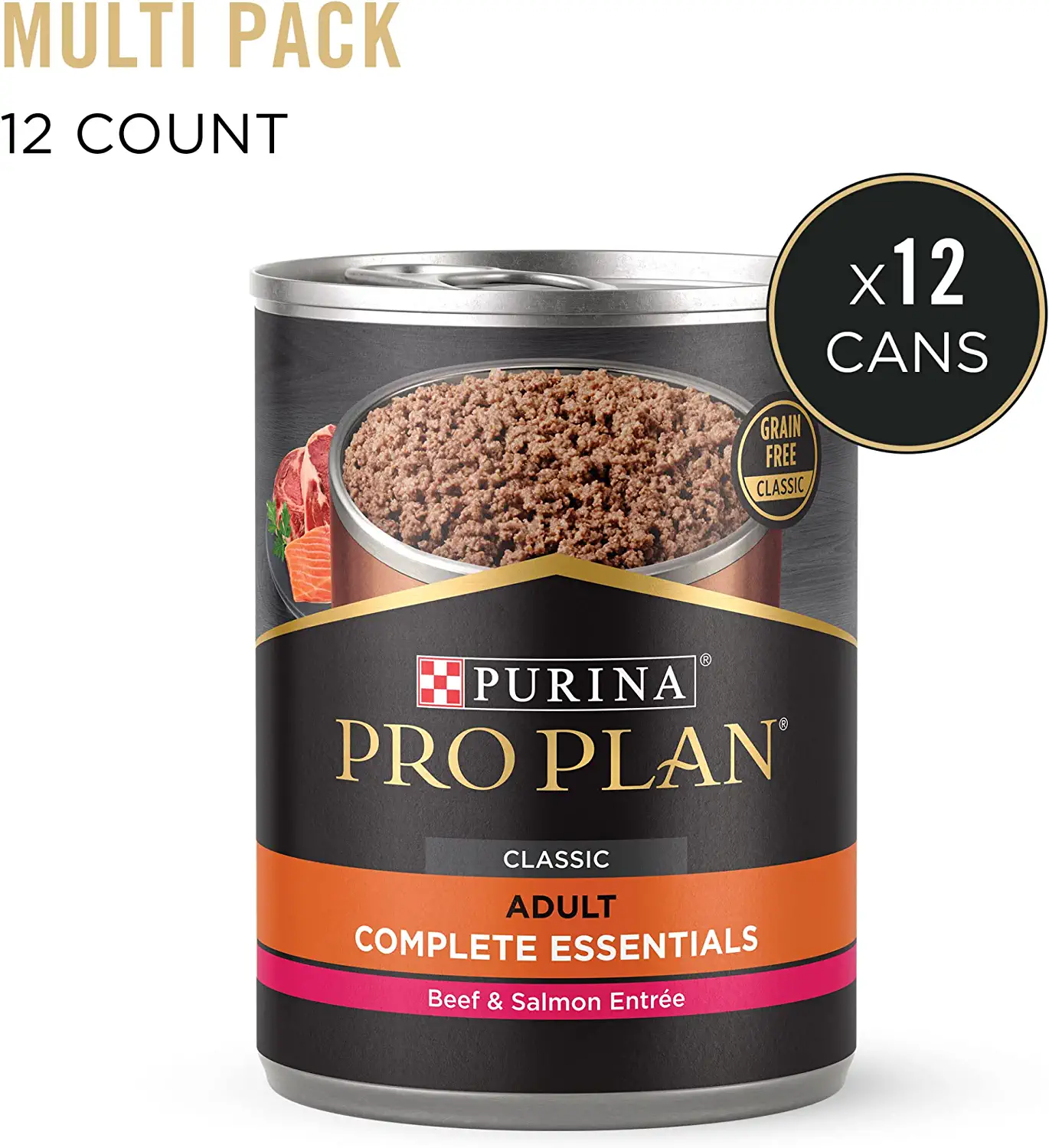 Purina Pro Plan High Protein Grain Free Wet Dog Food Beef and Salmon Entree - (12) 13 oz. Cans