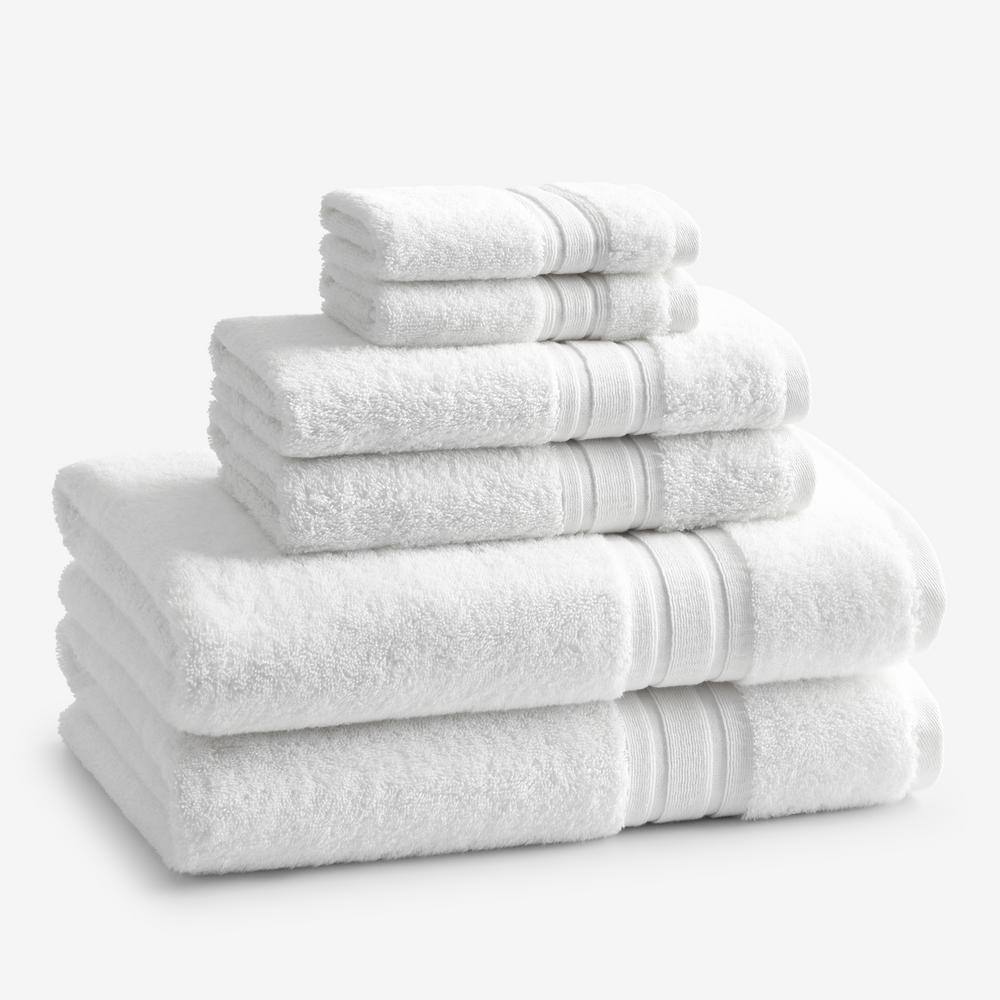 The Company Store  Company Cotton 6-Piece White Turkish Cotton Bath Towel Set - White