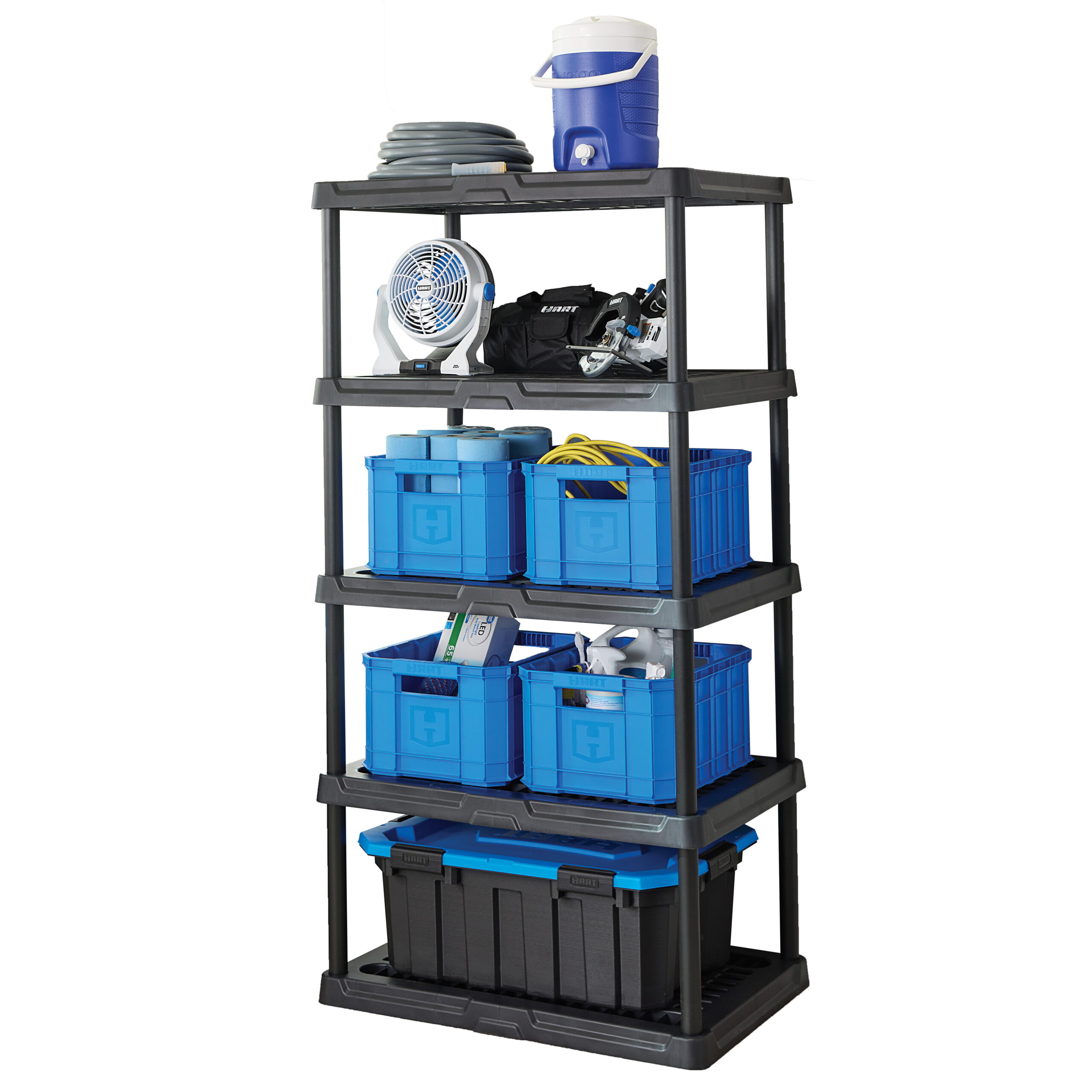 HART 5-Tier 24″x36″x70.2″ Plastic Ventilated Shelf Unit.1000 lbs. Capacity