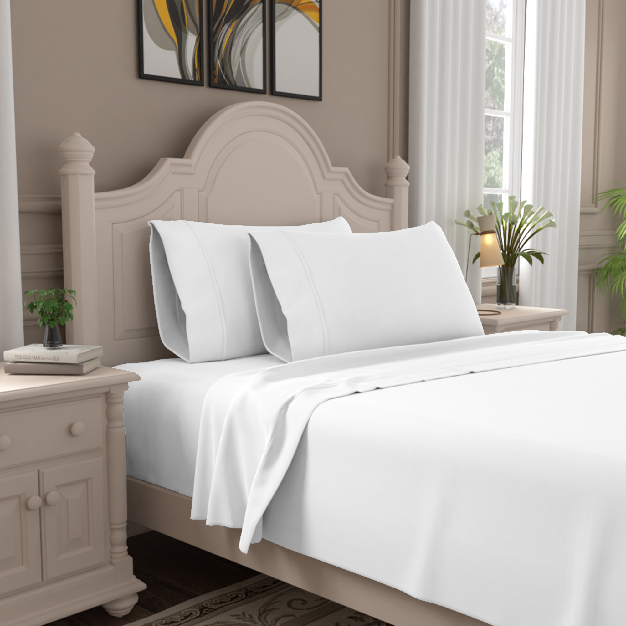 Purity Home 400 TC Ultimate Percale Cotton Sheet Set Queen White