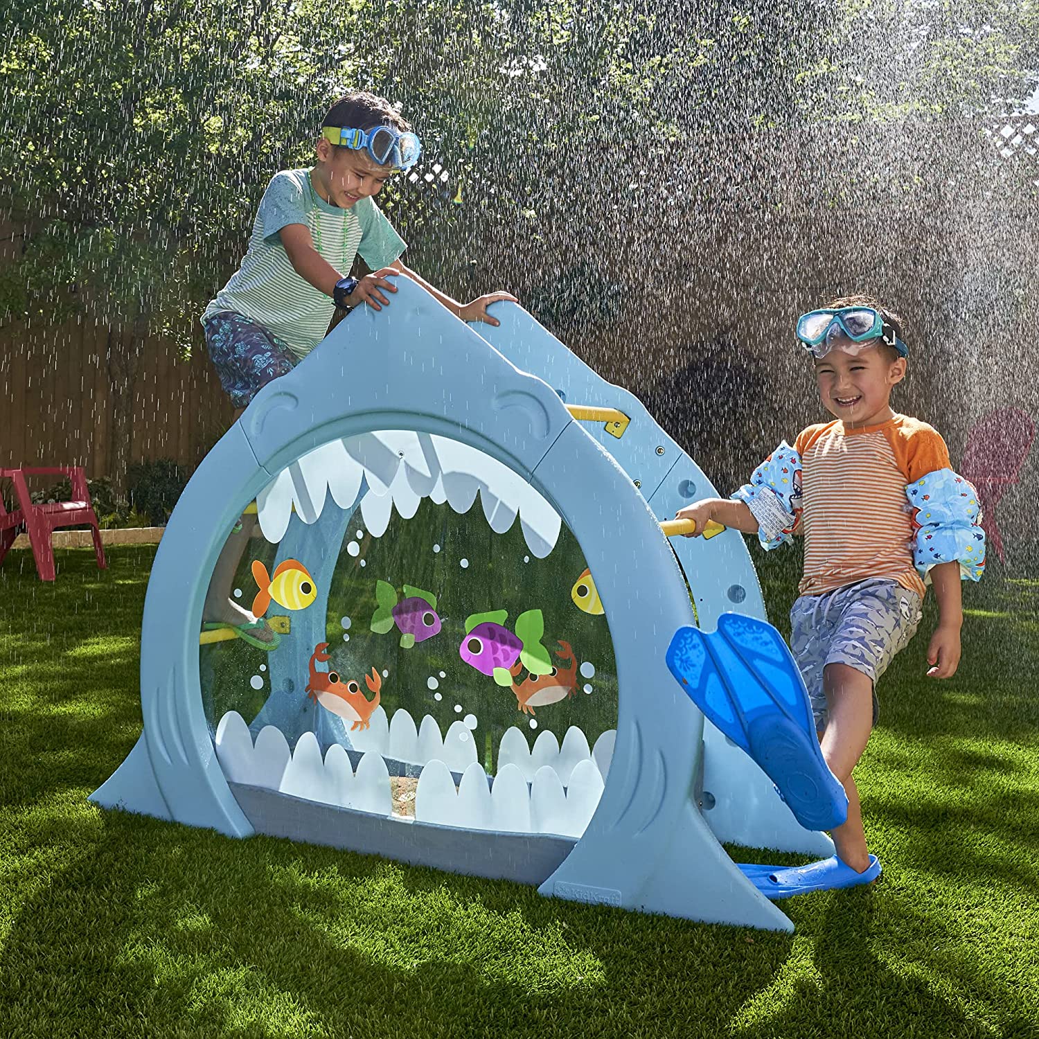 KidKraft Shark Escape Outdoor Toddler Climbing Toy with Ocean Theme Helps Build Gross Motor Skills. Gift for Ages 3-8 . Blue