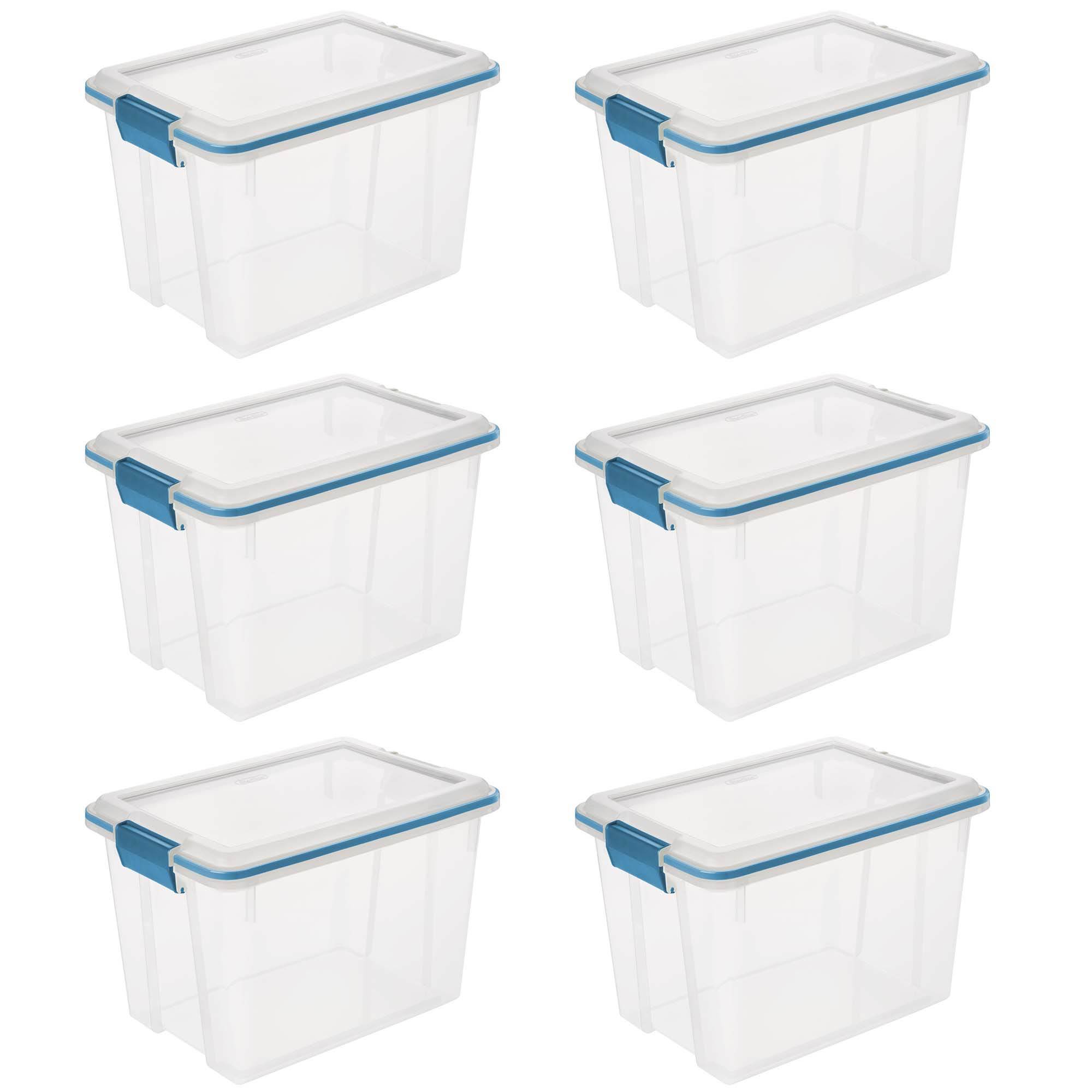 Sterilite 20 Quart Clear Plastic Stacking Storage Container with Gasket Lid (6 Pack)
