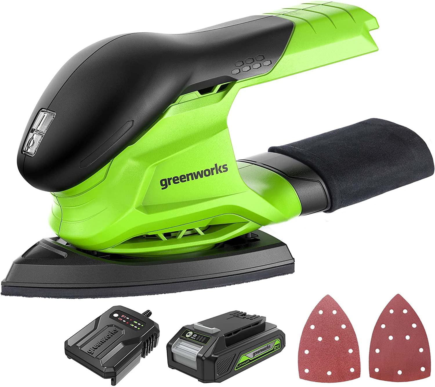 Greenworks 24V Finishing Sander 11.000 OPM Cordless with 2Ah Battery and Charger