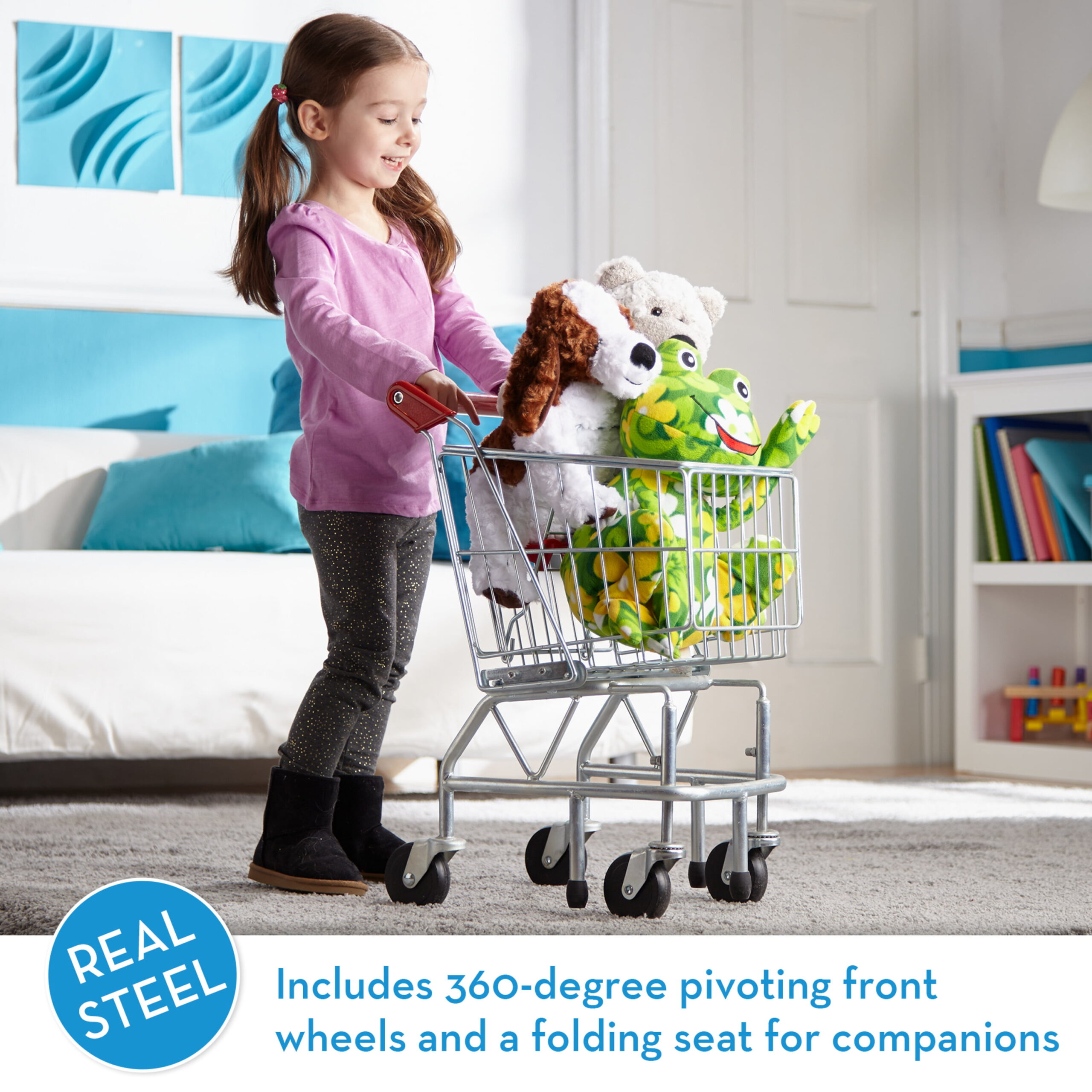Melissa; Doug Toy Shopping Cart With Sturdy Metal Frame