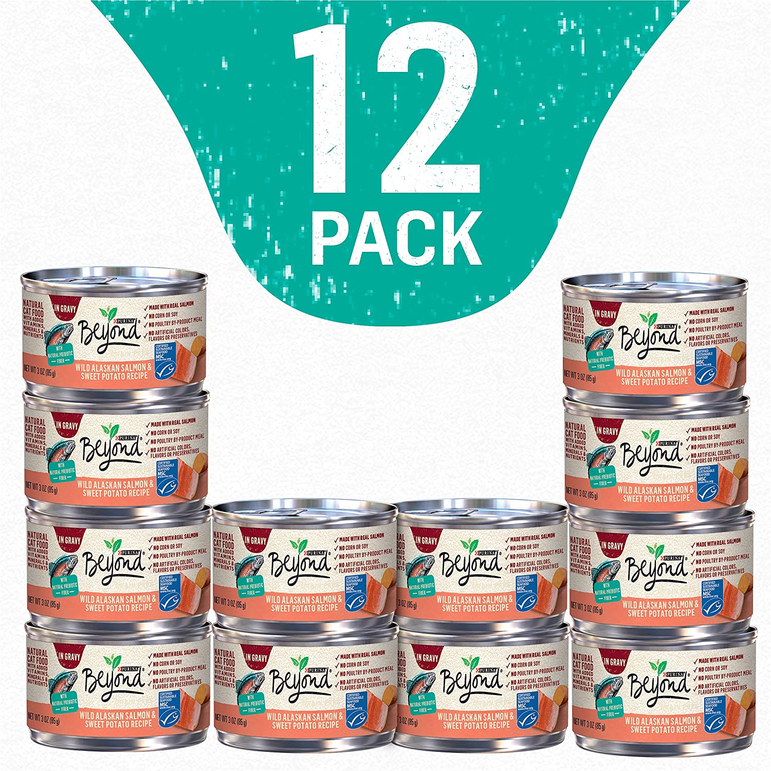 Purina Beyond Grain Free. Natural. Adult Wet Cat Food. Salmon & Sweet Potato in Gravy