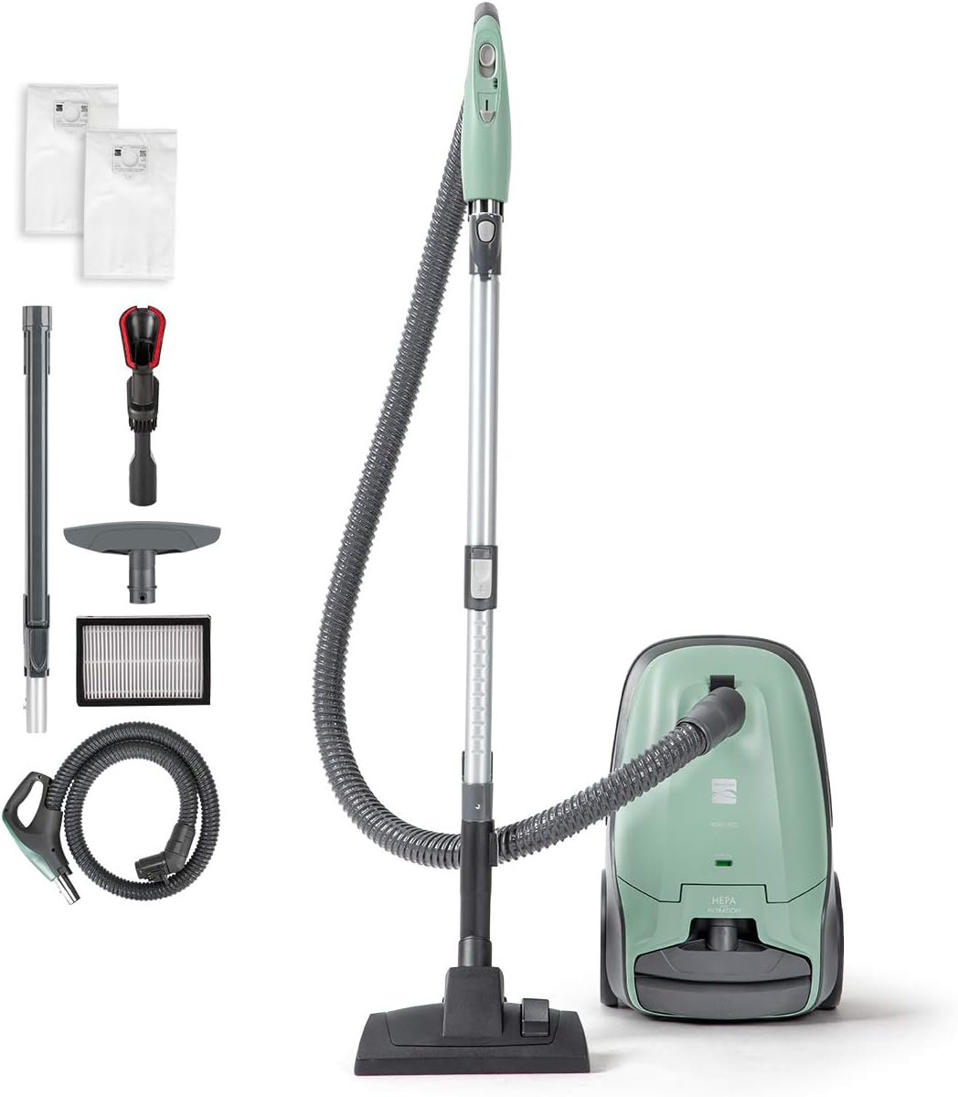 Kenmore pet Friendly Lightweight Bagged Canister Vacuum Cleaner with Extended telescoping Wand. HEPA Filter. Retractable Cord. and 2 Cleaning Tools. Green