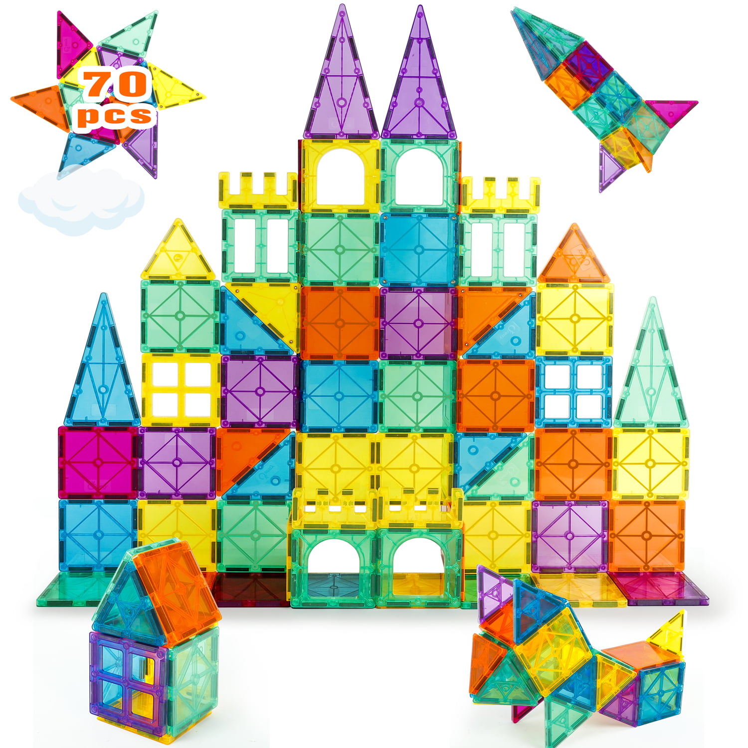 Neoformers 3D Magnetic Building Blocks Tile Set (70 Pieces)