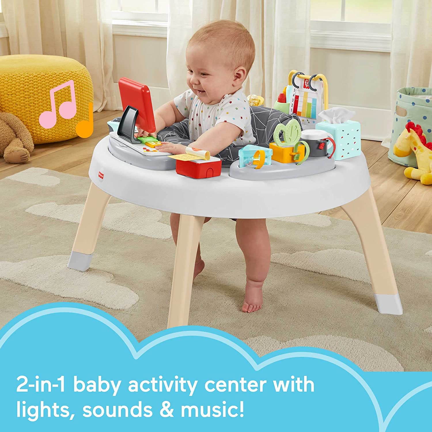 Fisher-Price 2-in-1 Like a Boss Activity Center. Baby Entertainer and Play Table with Music Lights and Sounds for Infants and Toddlers