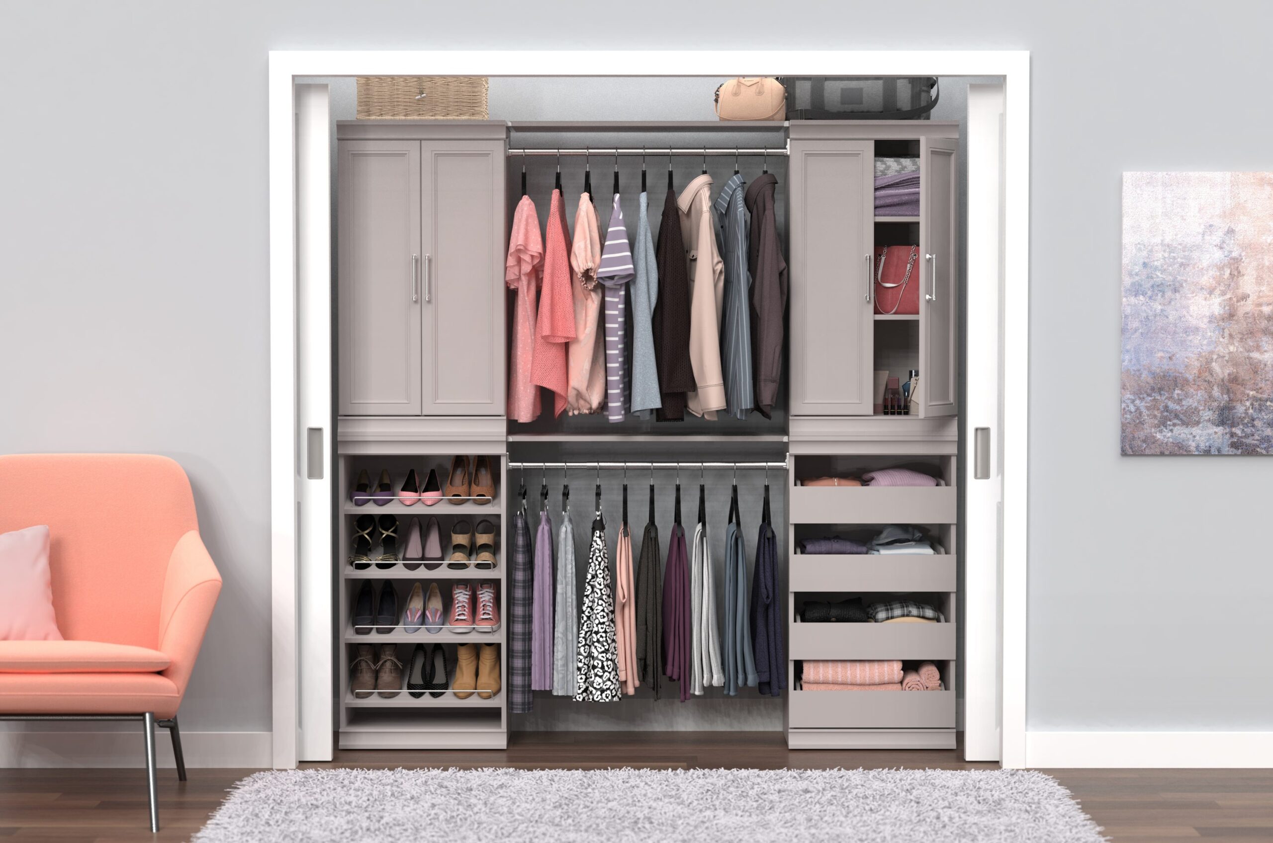 ClosetMaid Modular Closet 21.38-in W x 15.91-in D x 40.29-in H Smoky Taupe Gray Wood Closet Tower