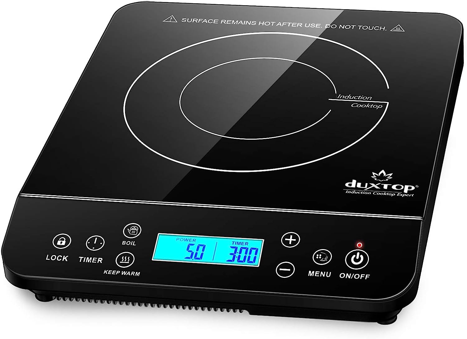 Duxtop Portable Induction Cooktop. Countertop Burner Induction Hot Plate with LCD Sensor Touch 1800 Watts. Black 9610LS BT-200DZ
