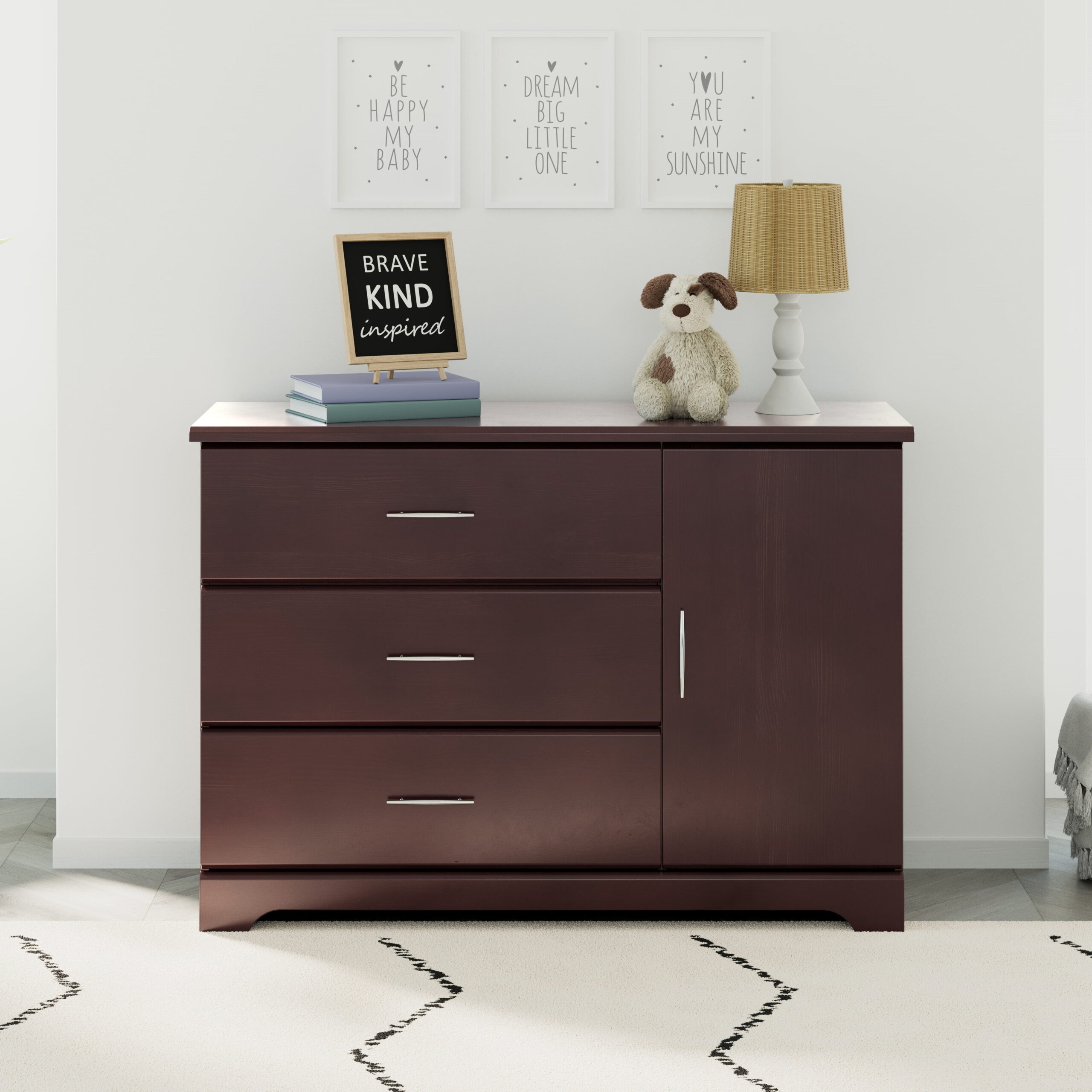 Storkcraft Brookside 3 Drawer Modern Combo Dresser Espresso