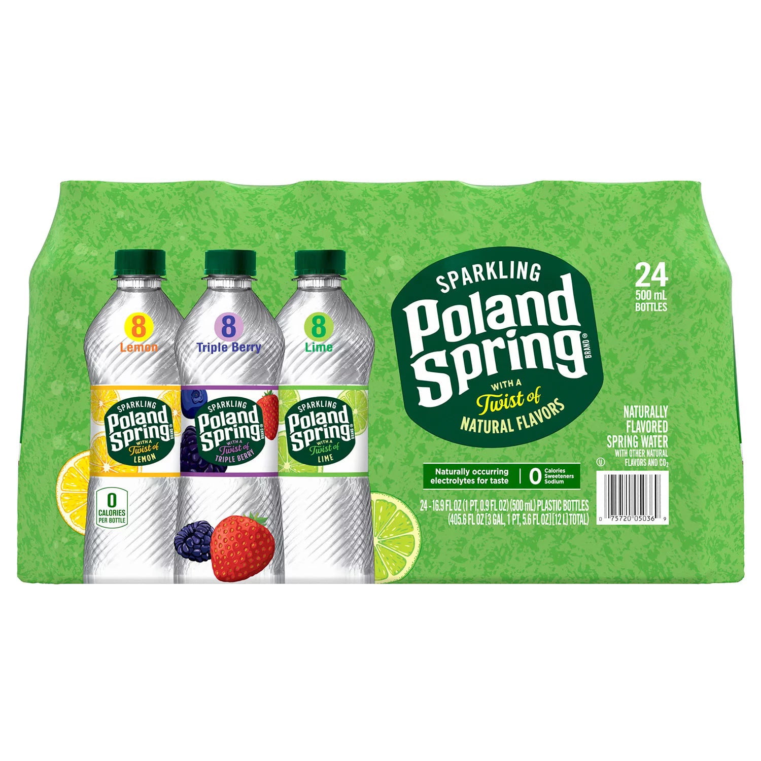 Poland Spring Sparkling Water Variety Pack. 16.9 Fl Oz. Pack of 24