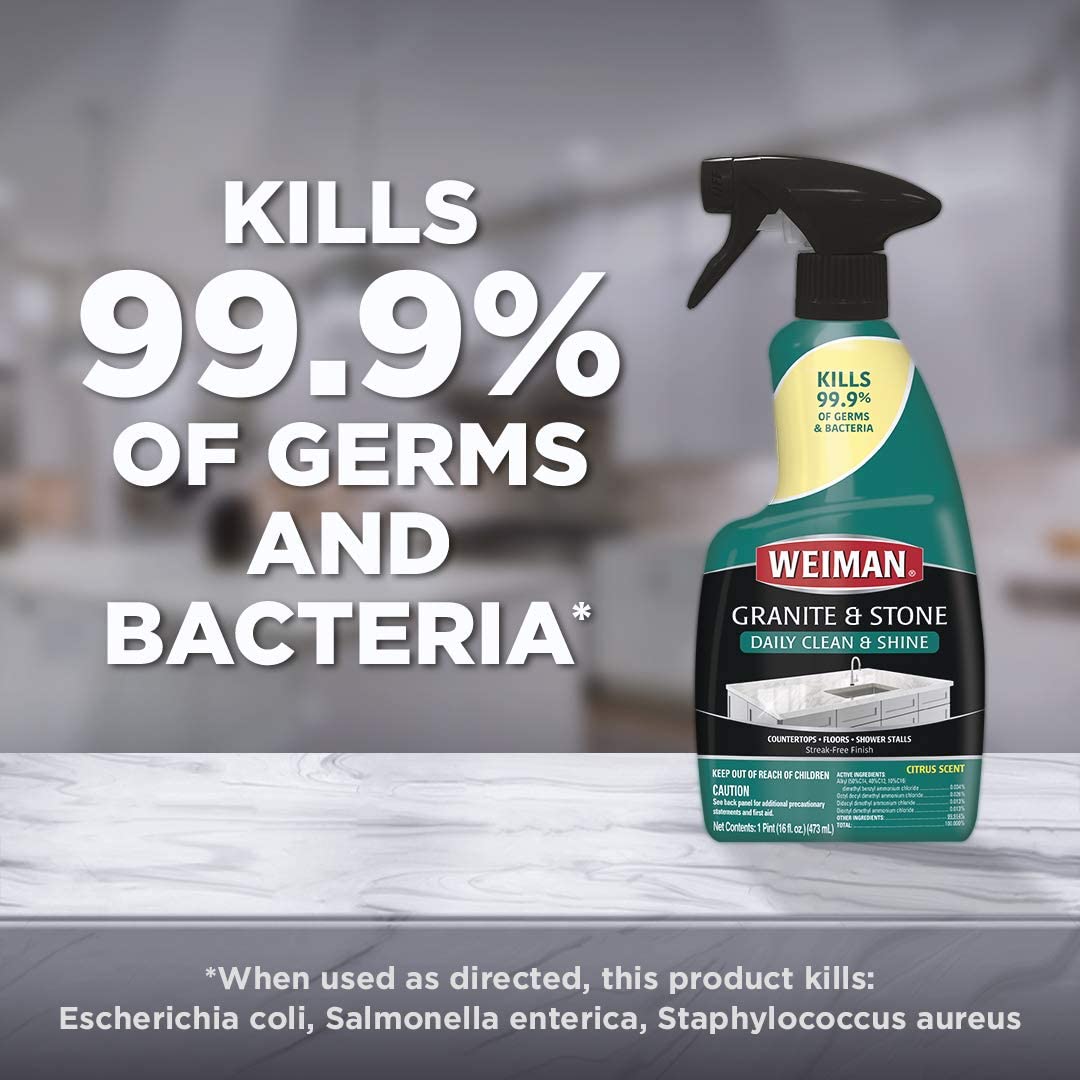Weiman Disinfectant Granite Daily Clean & Shine (2 Pack with Polishing Cloth)