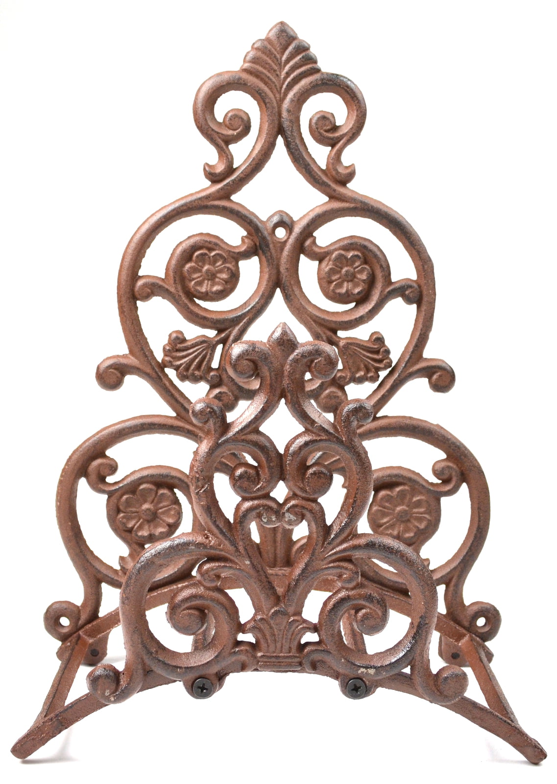 Cast Iron Garden Hose Holder - Floral & Spade Pattern - 13.25″ Tall