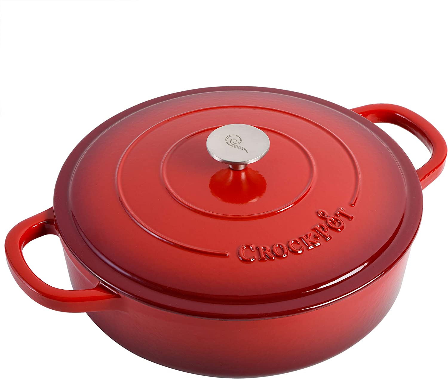 Crock Pot 112000.02 Artisan Enameled Cast Iron Braiser W/Lid. 5 Quart. Scarlet Red