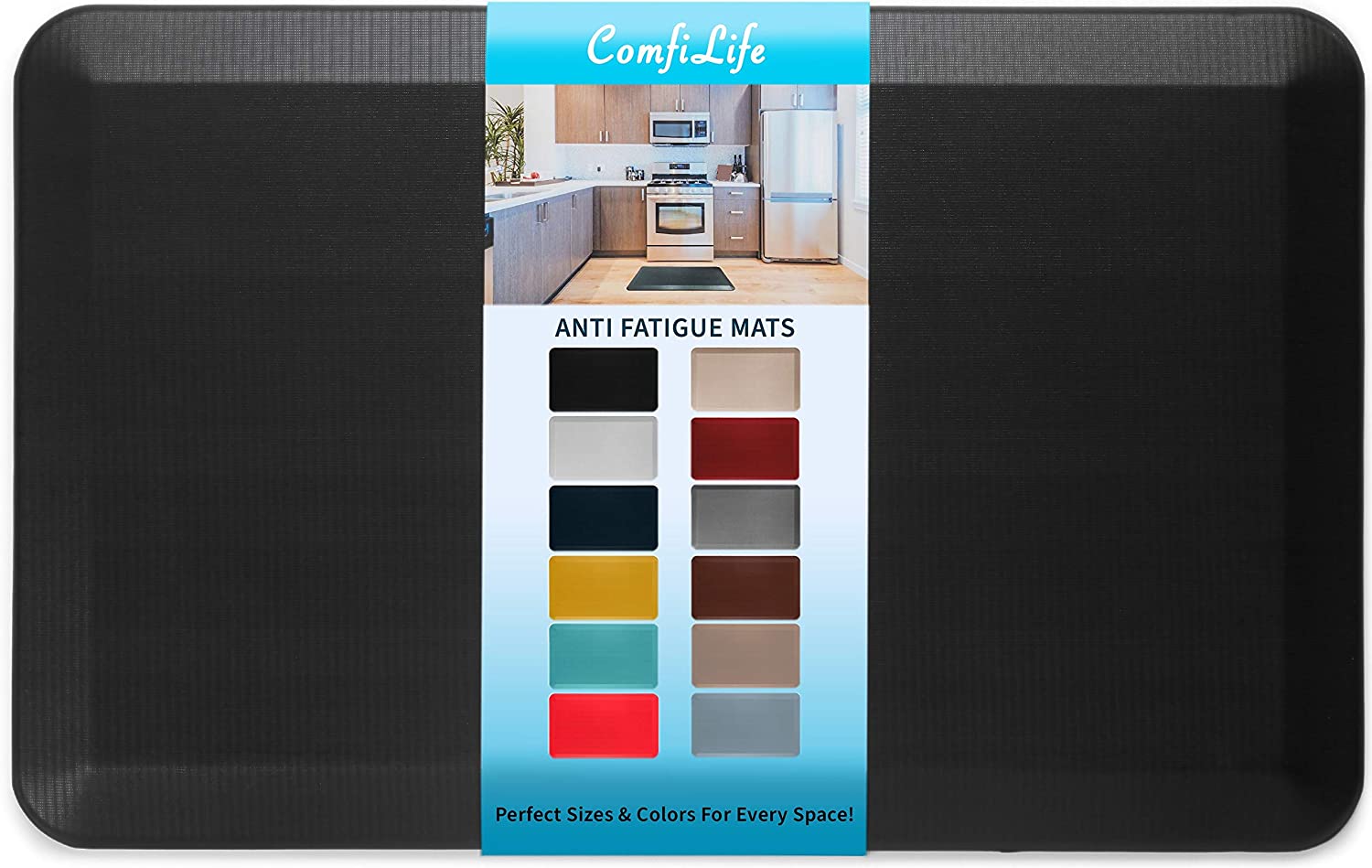 ComfiLife Anti Fatigue Floor Mat – 3/4 Inch Thick Perfect Kitchen Mat. Standing Desk Mat – Comfort at Home. Office. Garage – Durable – Stain Resistant – Non-Slip Bottom (20″ x 32″. Black)
