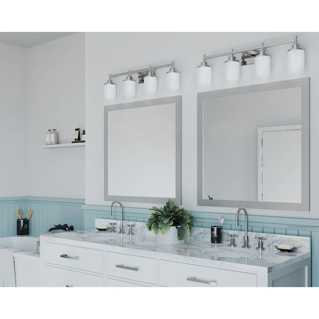 Progress Lighting  Alexa 31-in 4-Light Brushed Nickel Modern/Contemporary Vanity Light (P2998-09)