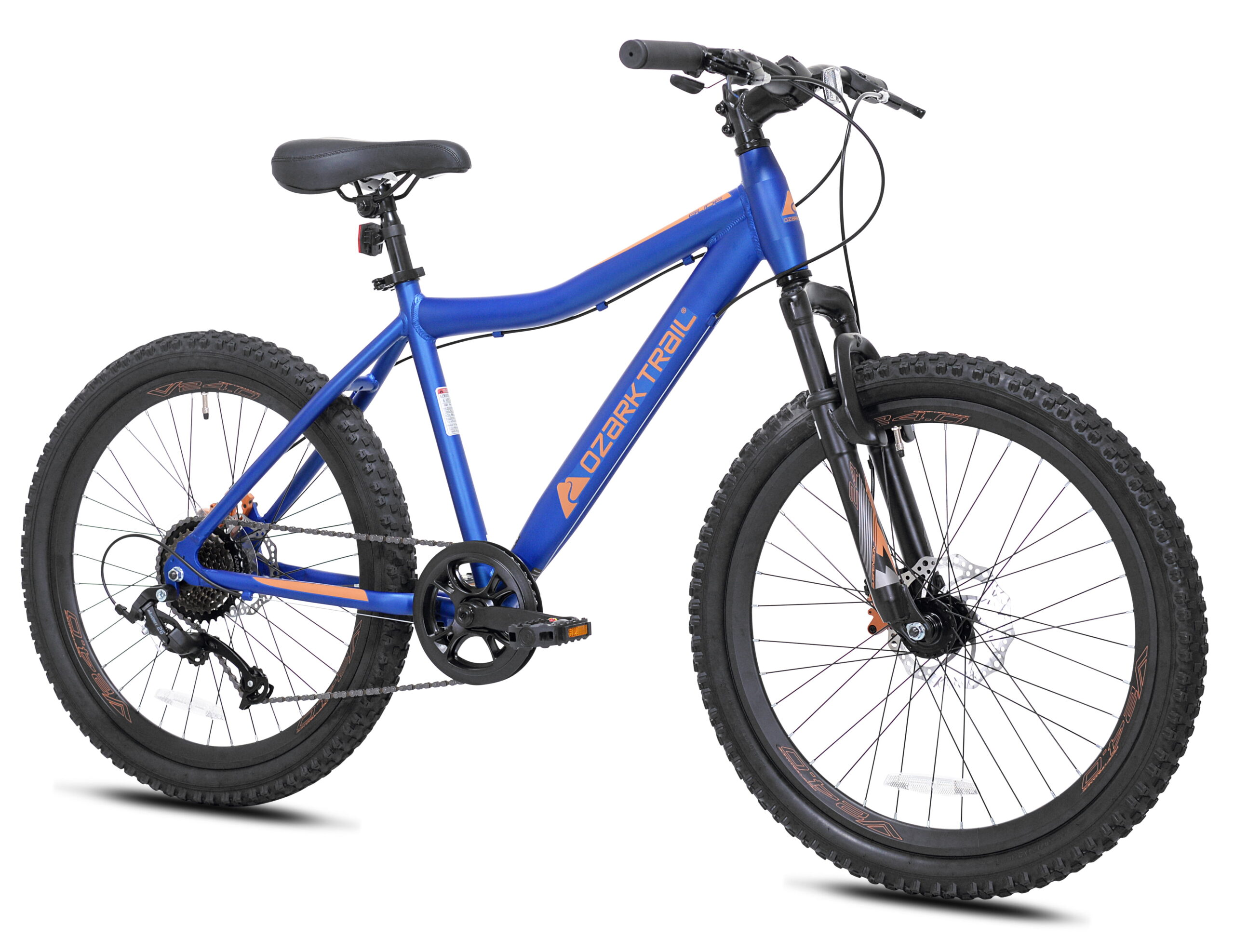 Ozark Trail 24″ Youth Glide Aluminum Mountain Bicycle. 8 Speeds. Front Suspension. Blue