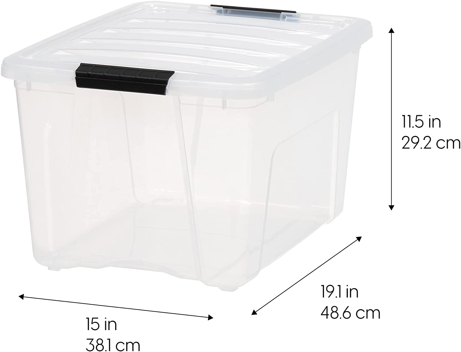 IRIS USA 53 Qt. Plastic Storage Container Bin with Secure Lid and Latching Buckles. 6 pack - Clear. Durable Stackable Nestable Organizing Tote Tub Box Toy General Organization Garage Large