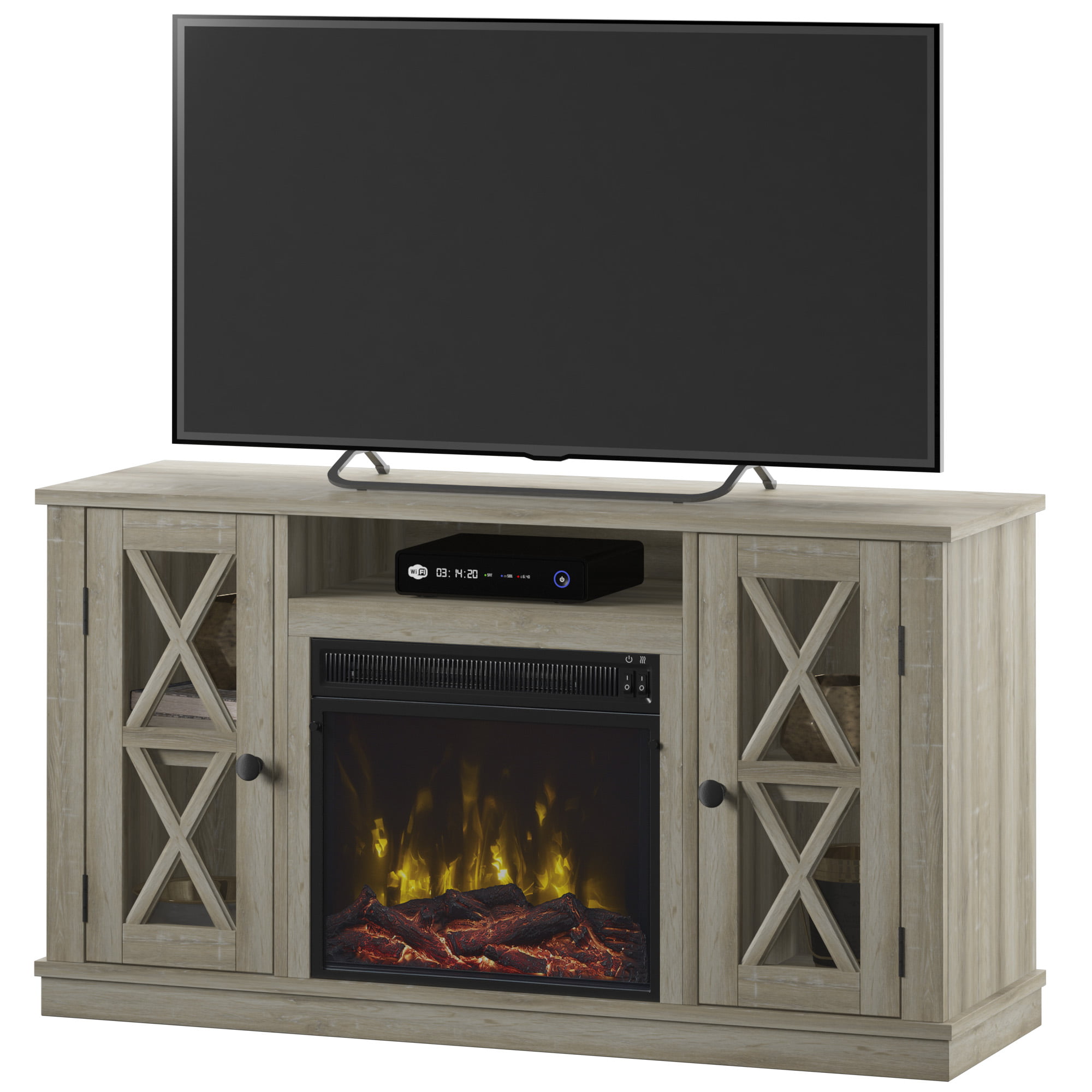 Twin Star Stanton Ridge Electric Fireplace TV Stand for TVs up to 55″ . West Point Pine