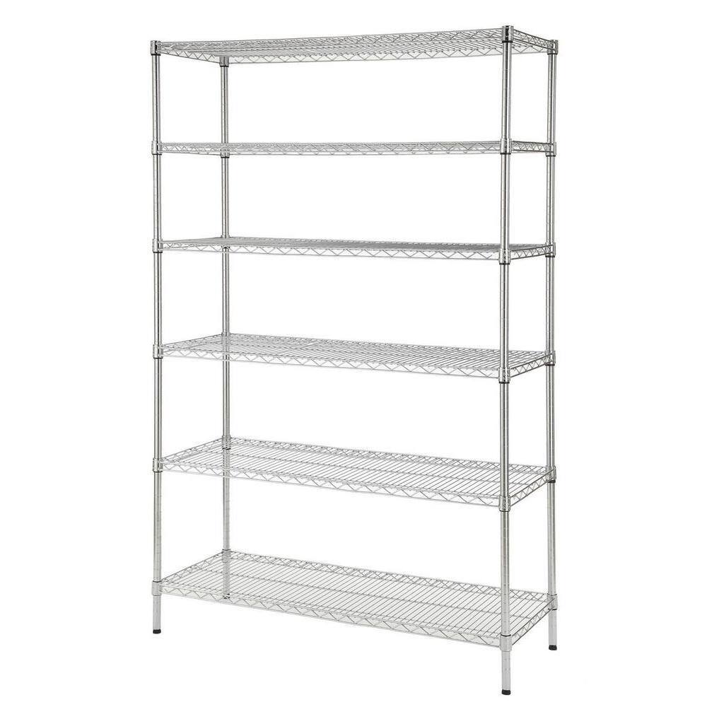 HDX SL-WSUS-136 6-Tier Commercial Grade Heavy Duty Steel Wire Shelving Unit in Chrome (48 in. W x 72 in. H x 18 in. D)