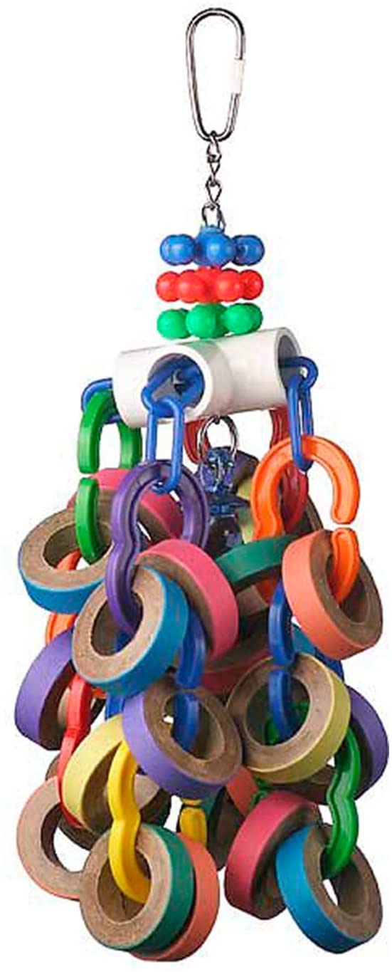 Super Bird Creations SB1107 Bagel Cascade Bird Toy. Large Bird Size. Refillable Bagels. 15 x 4.5