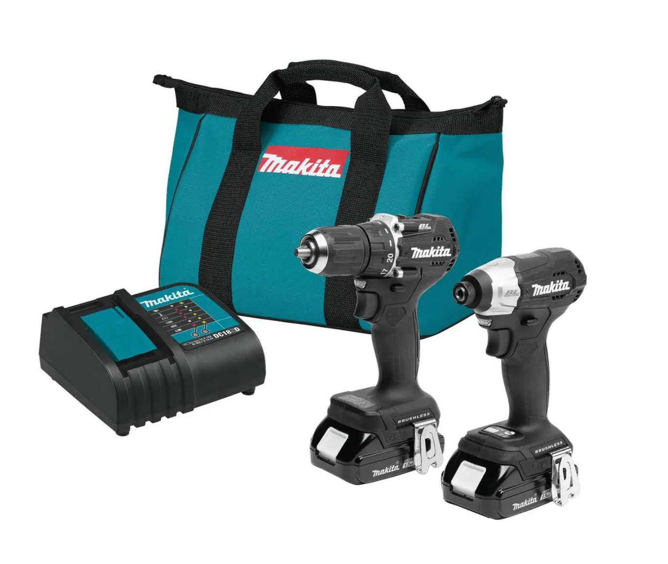Makita CX203SYB 18V LXT Sub-Compact Lithium-Ion Brushless Cordless 2-piece Combo Kit (Driver-Drill/Impact Driver) 1.5Ah