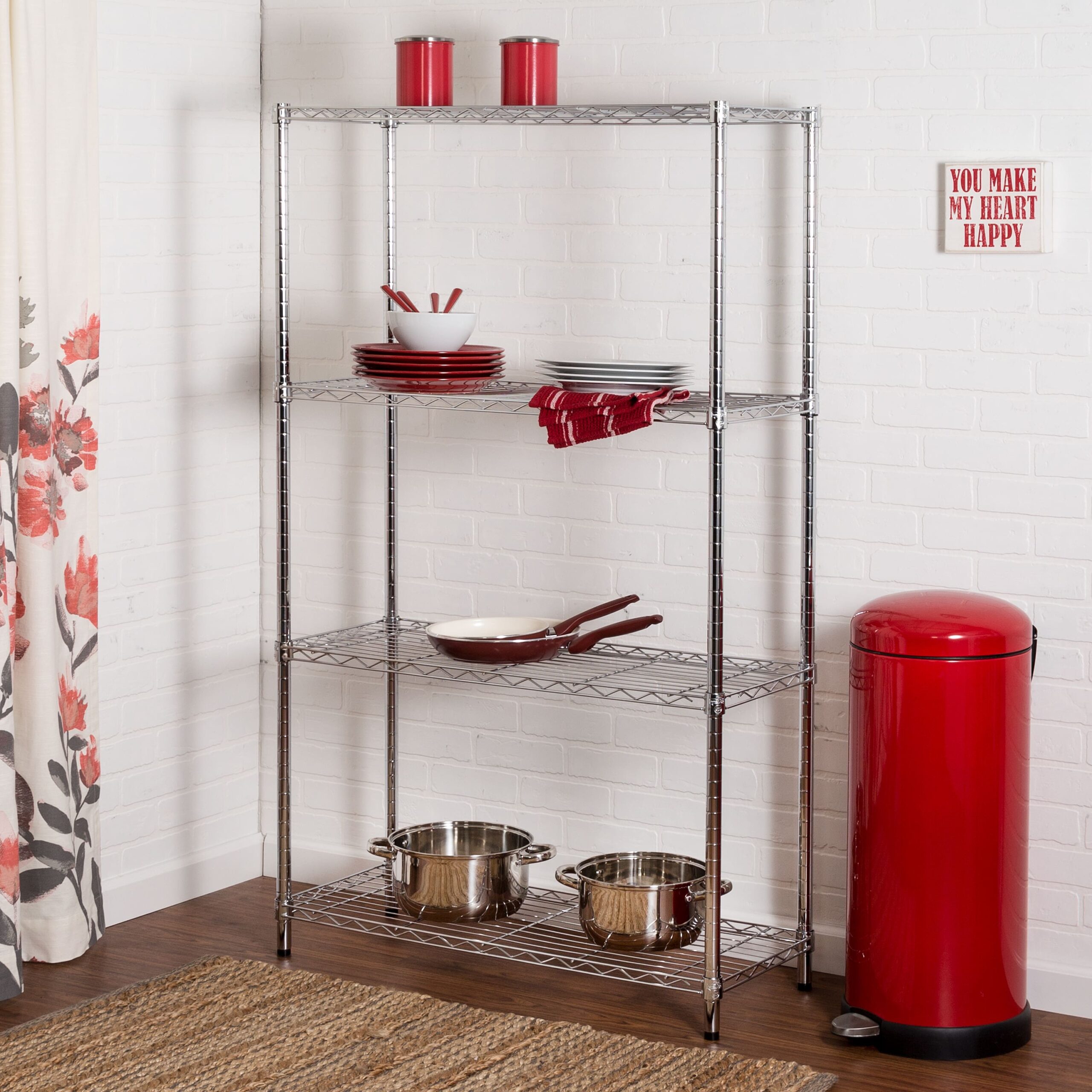 Honey Can Do Chrome 4-Tier Heavy-Duty Adjustable Shelving Unit